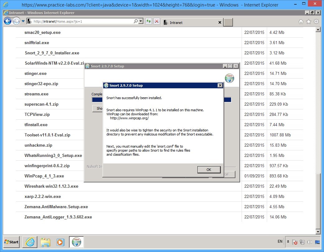 Practice Labs screenshot.